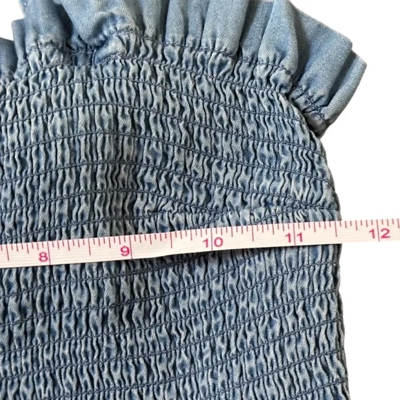 Ana NWT A New Approach A-Line Smocked Dress Womens XS Blue Cotton Sleeveless - Picture 3 of 5